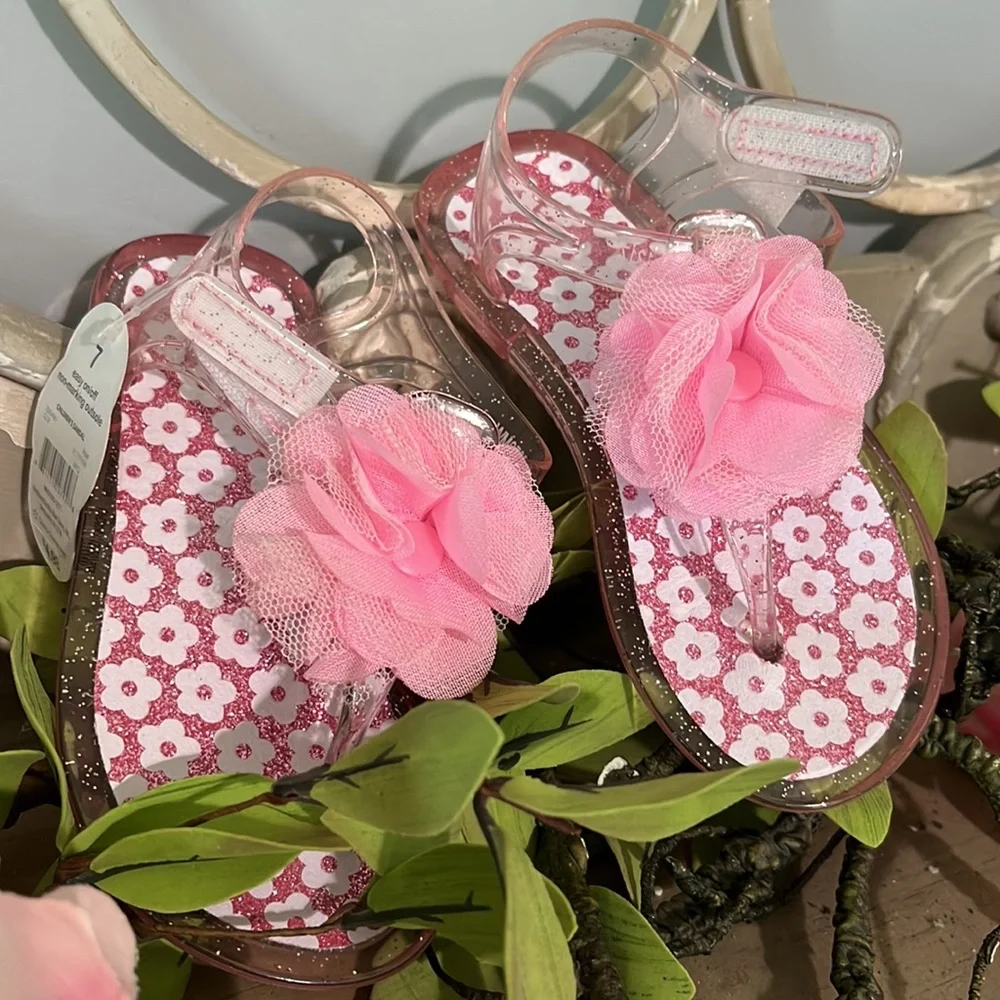 Sandals jelly shoes pink mesh flower infant girl 9